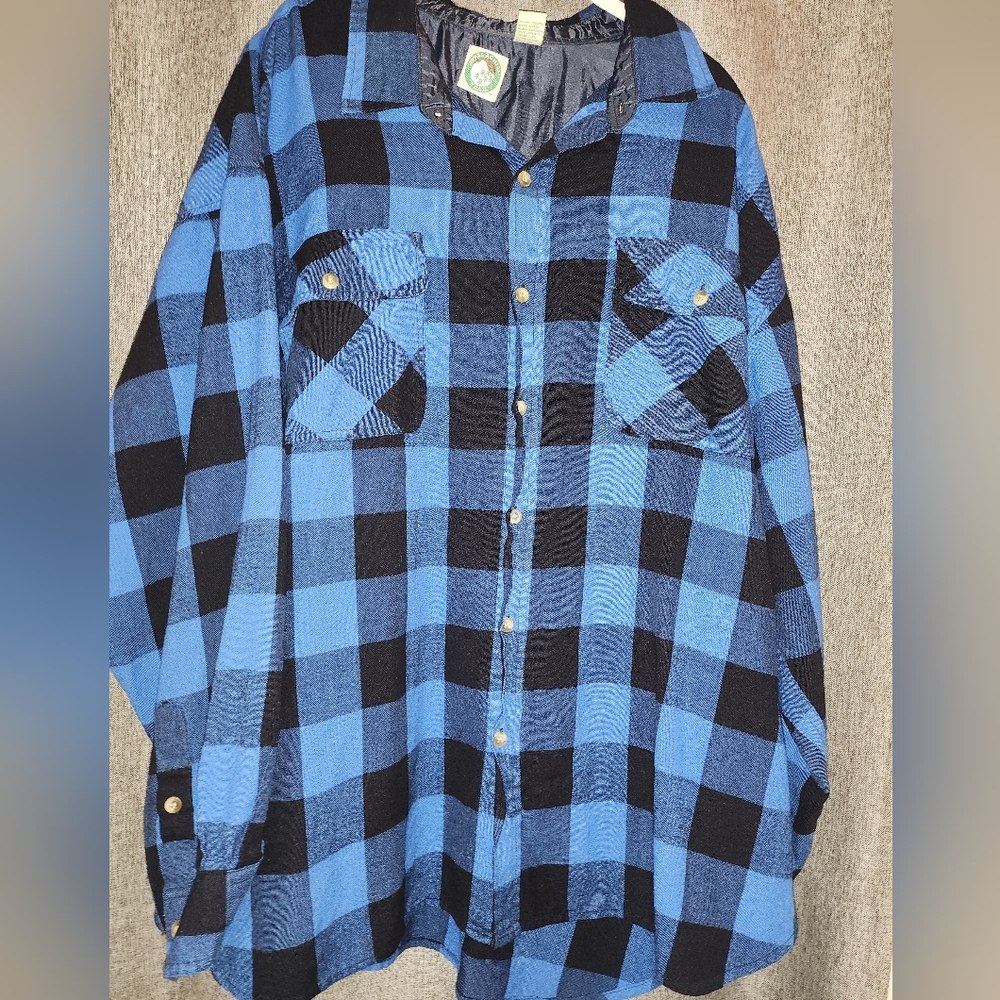 Blue and Black Plaid Button-Up Shirt